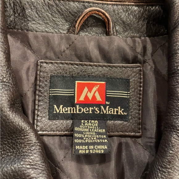 Men's Black Leather Bomber Jacket - Picture 2 of 3